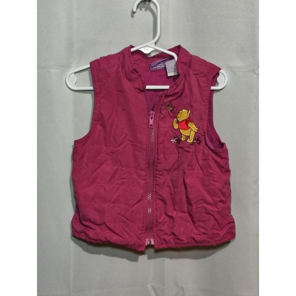 Vintage Pink Winnie The Pooh Vest Girls Size 5 Full Zip Butterflies